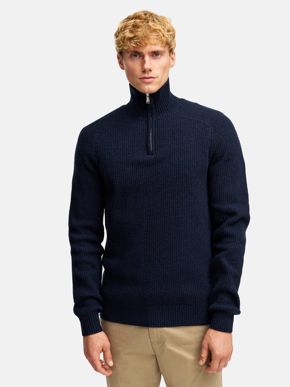 Thumbnail - Kronstadt Strickpullover Herren Feinstrick blau, S