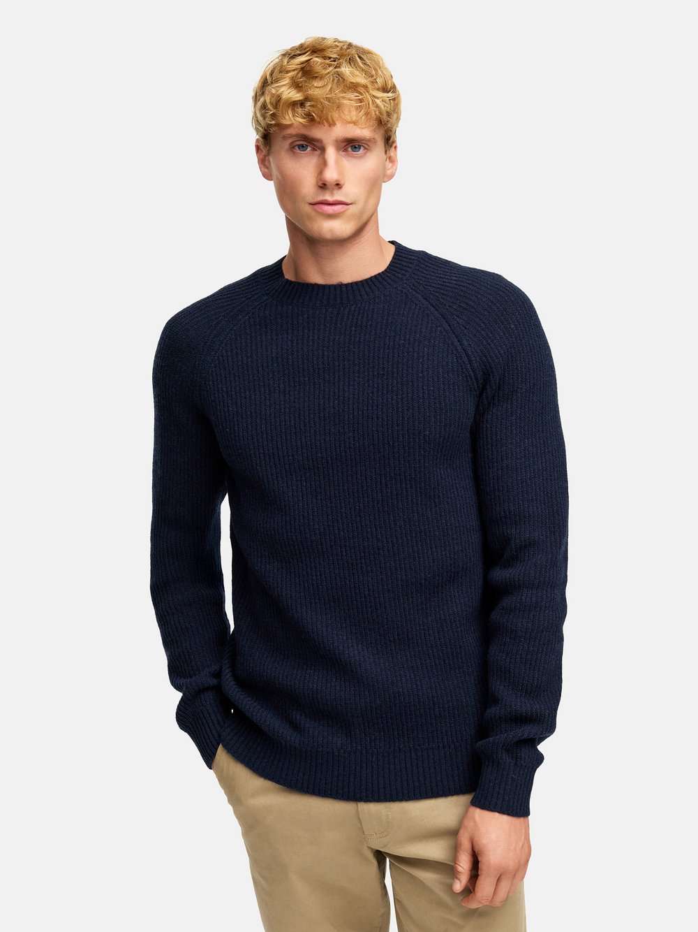 Kronstadt Strickpullover Herren Feinstrick blau, L
