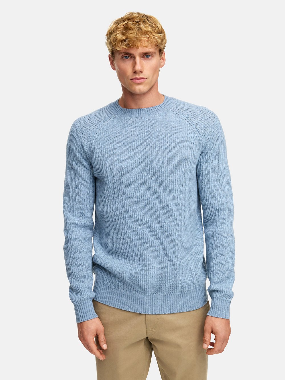 Kronstadt Strickpullover Herren Feinstrick blau, M