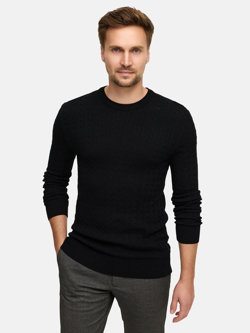 Jeff Strickpullover Herren Viskose schwarz, XL