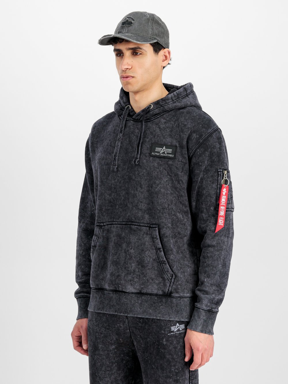 Alpha Industries Kapuzensweatshirt Herren Baumwolle schwarz bedruckt, XL