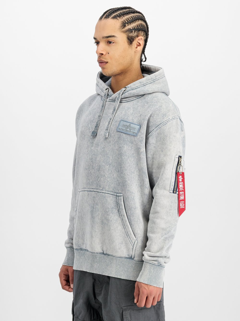 Alpha Industries Kapuzensweatshirt Herren Baumwolle blau bedruckt, XXXL