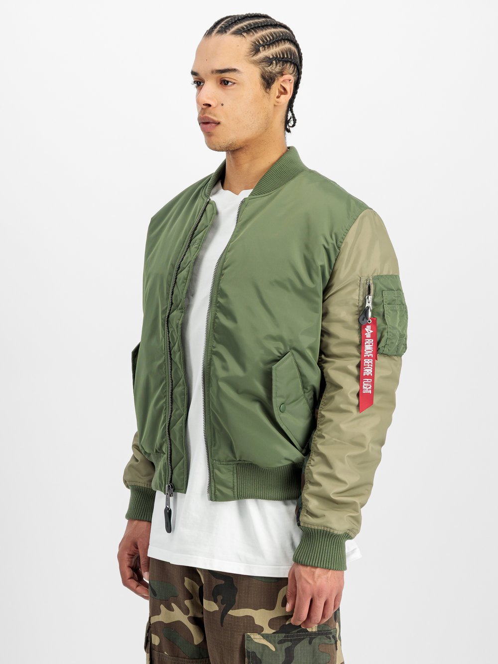 Alpha Industries Bomberjacke Herren grün bedruckt, XL