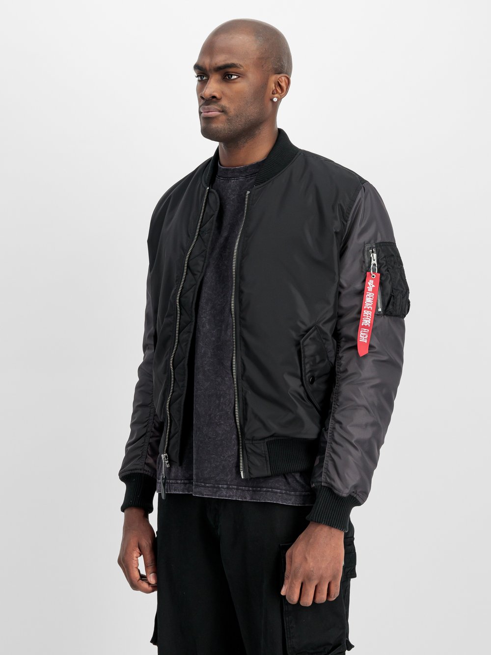 Alpha Industries Bomberjacke Herren schwarz bedruckt, S
