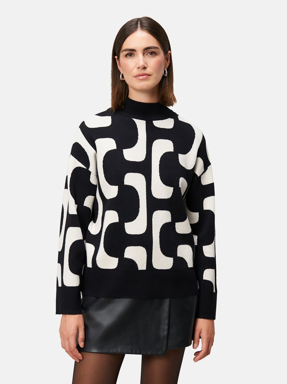 zero Pullover Damen Viskose schwarz gemustert, 38