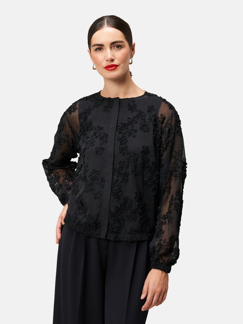 zero Chiffonbluse Damen schwarz gemustert, 42