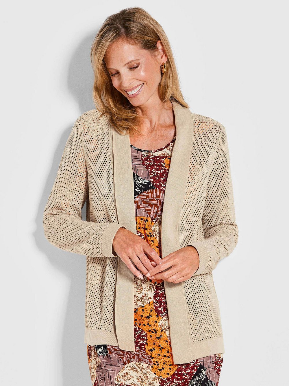 Thumbnail - Goldner Strickjacke Damen Baumwolle braun, 38