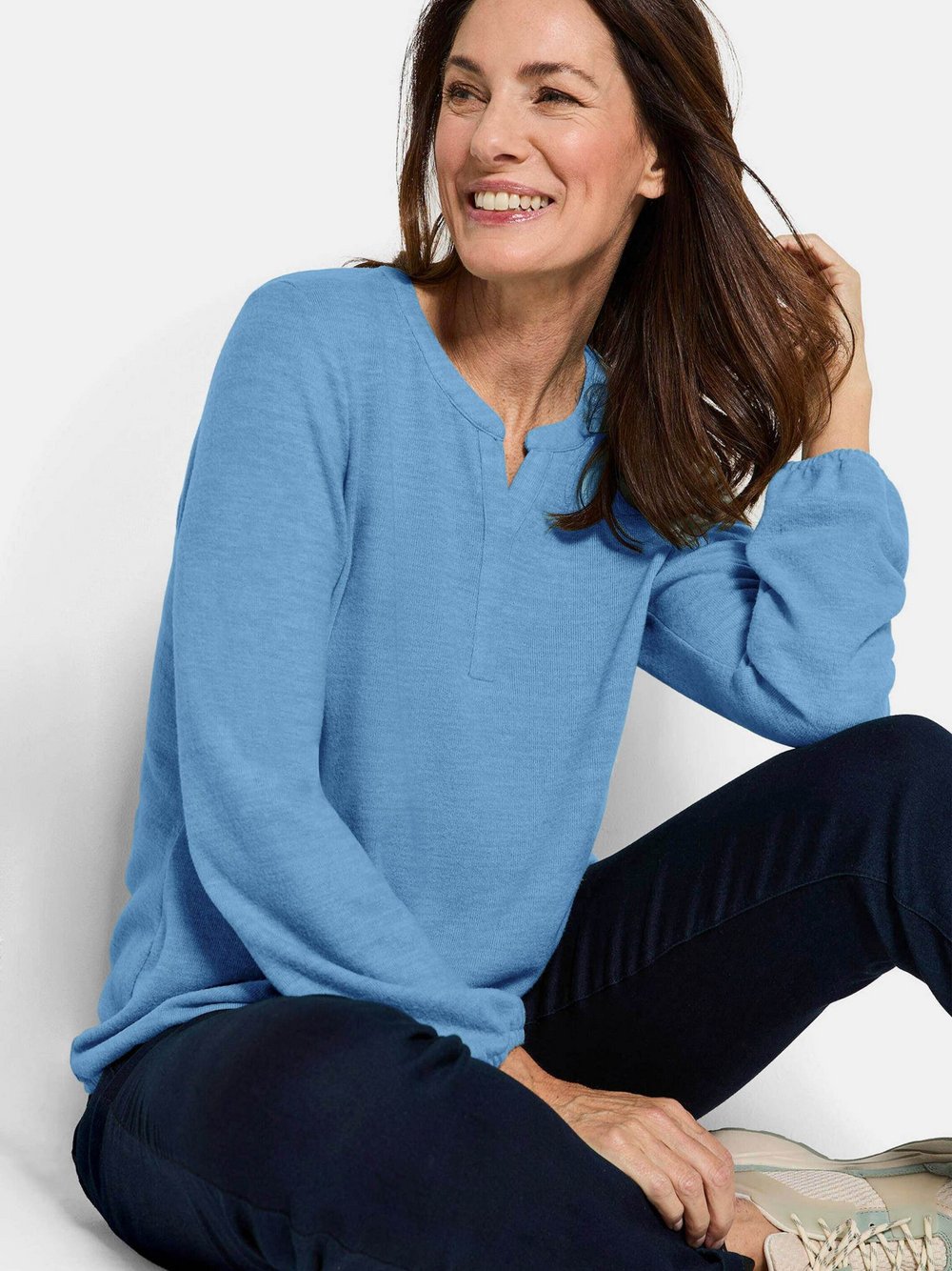 Goldner Longshirts Damen blau meliert, 42