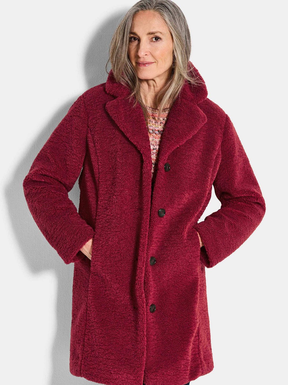 Goldner Fellmantel Damen rot, 46