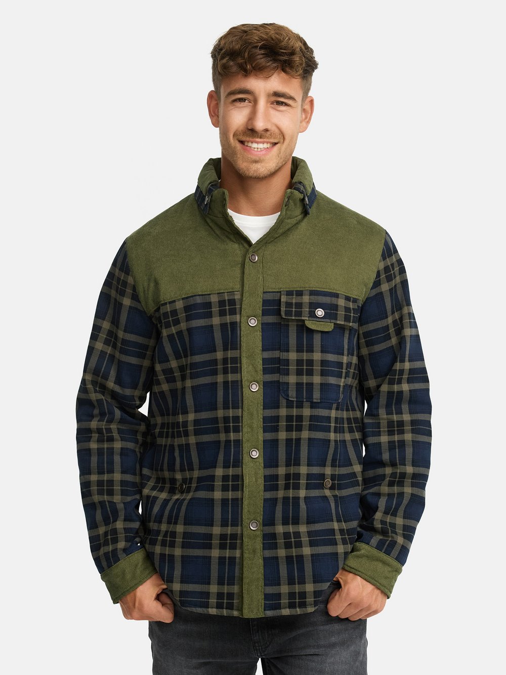 Thumbnail - Indicode Übergangsjacke Herren Regular Fit Baumwolle grün kariert, S