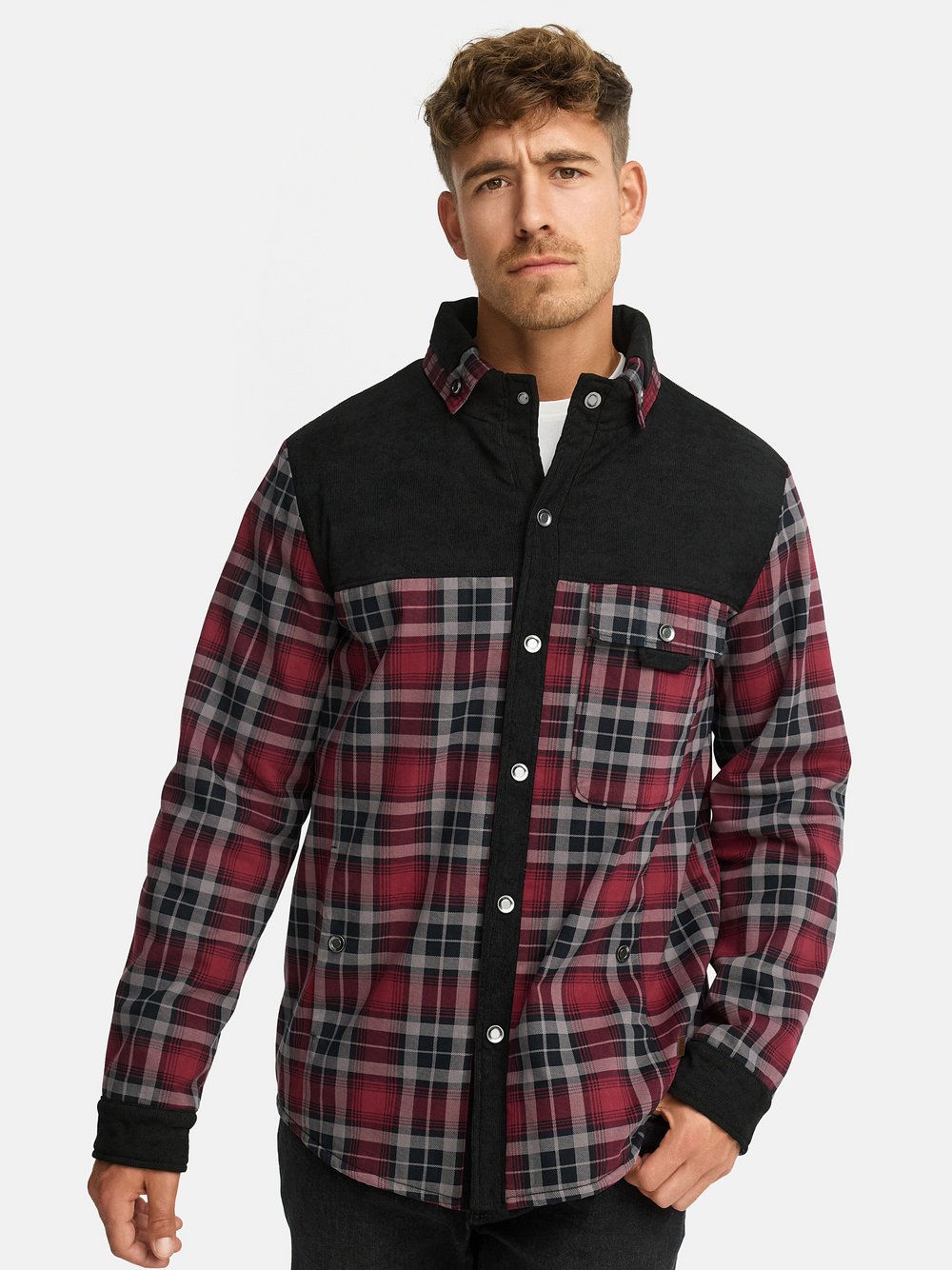 Indicode Übergangsjacke Herren Regular Fit Baumwolle schwarz kariert, S