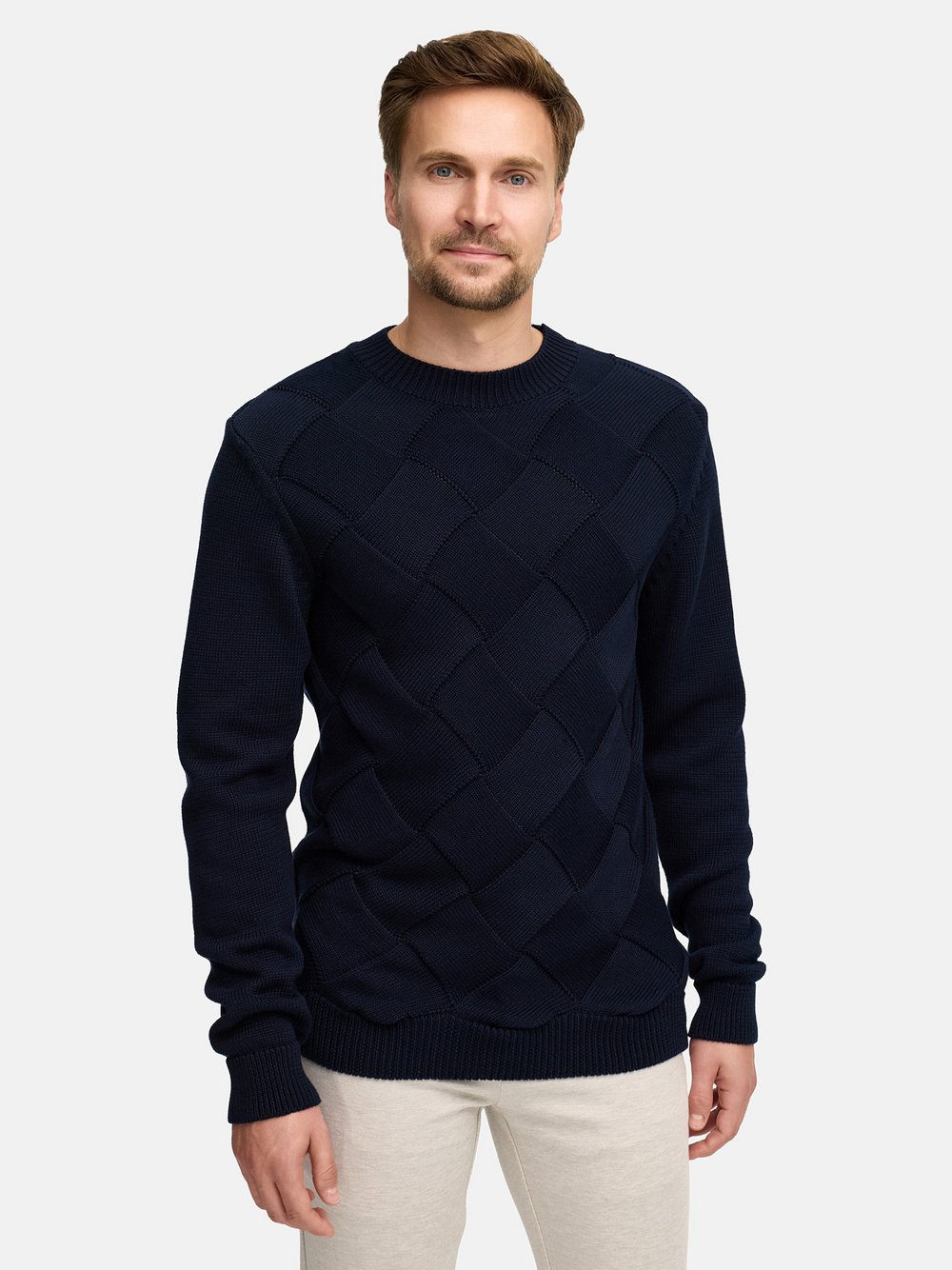 Thumbnail - Jeff Strickpullover Herren Baumwolle blau, L