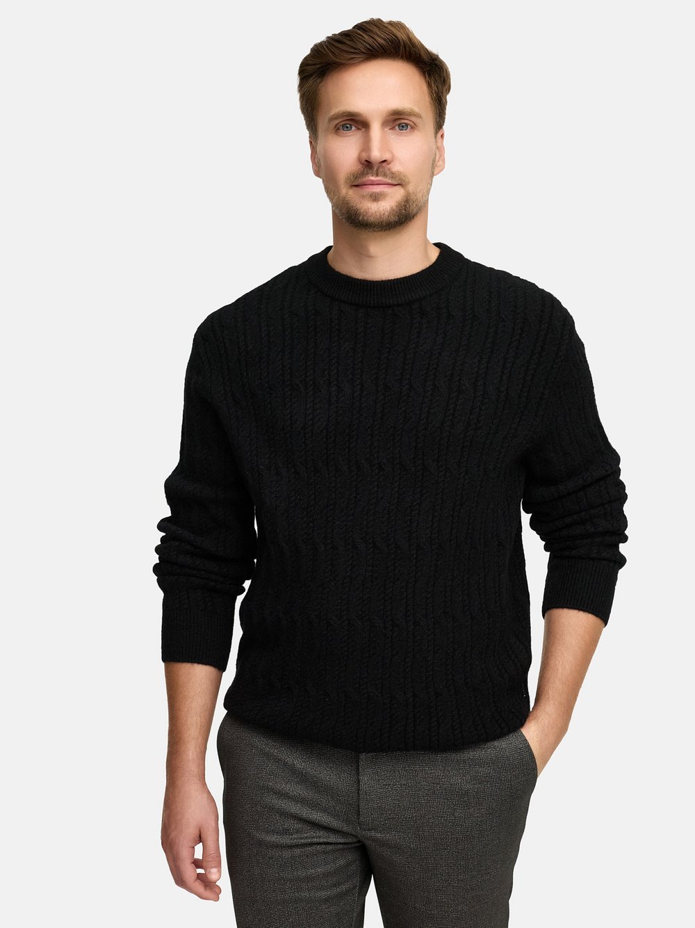 Jeff Strickpullover Herren Feinstrick schwarz, L