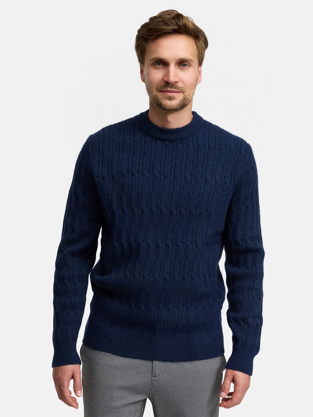 Jeff Strickpullover Herren Feinstrick blau, M
