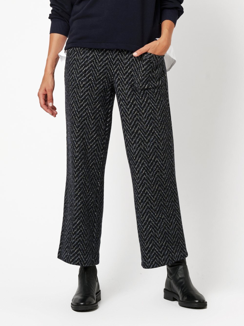 TONI Hose Damen Baumwolle blau gemustert, 48