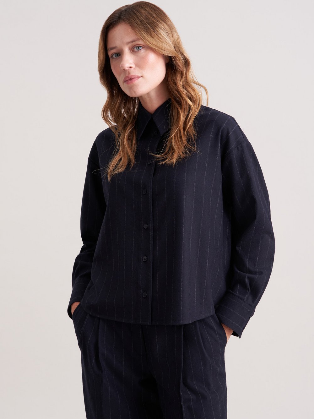 Seidensticker Oversizebluse Damen Wolle blau, 40