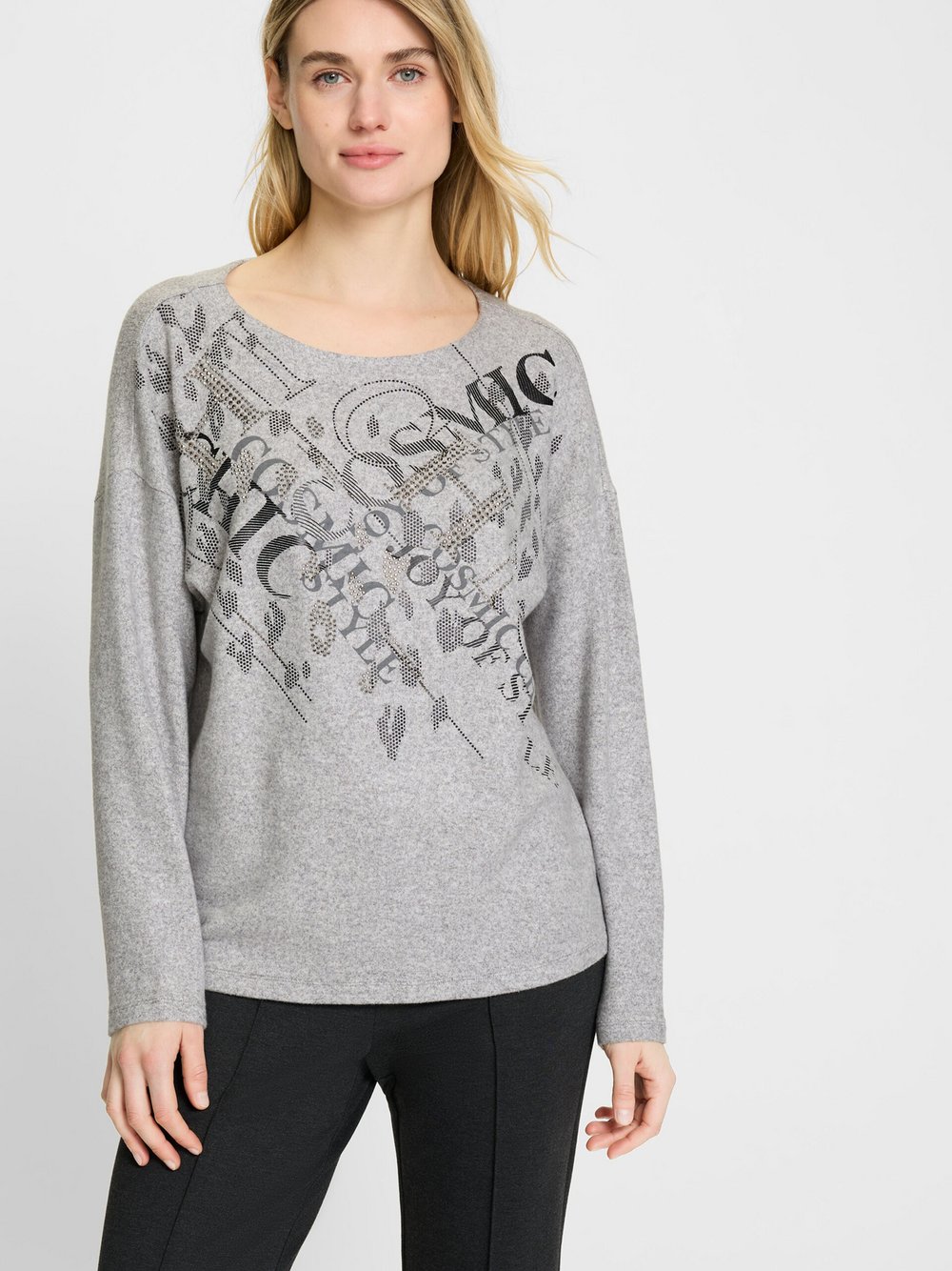 Olsen Sweater Damen grau bedruckt, 46