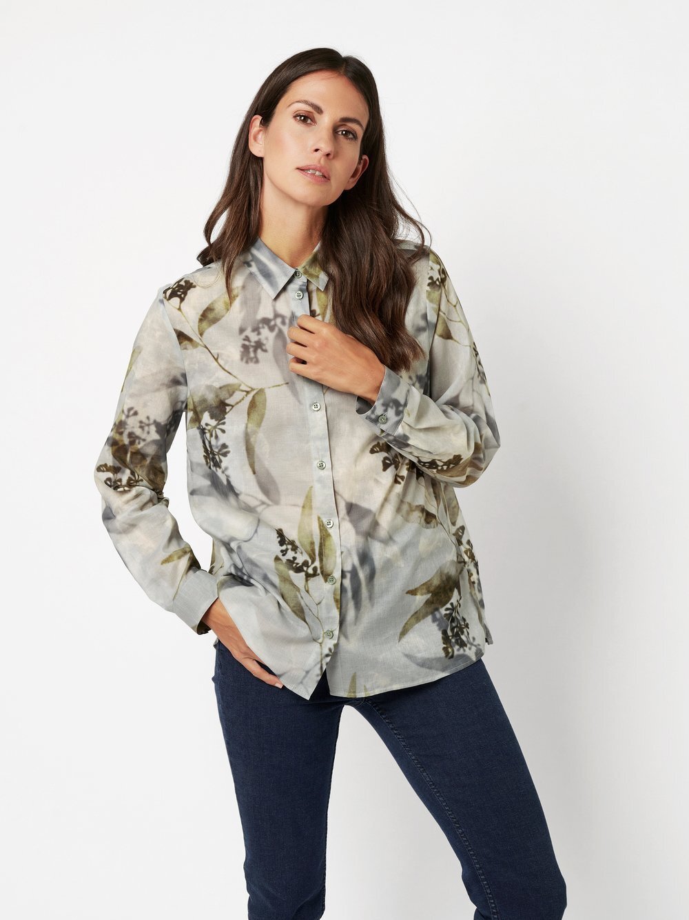 TONI Bluse Damen Baumwolle grün gemustert, 36