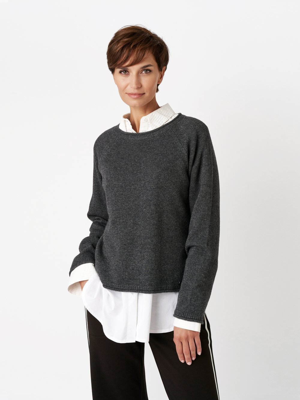 TONI Strickpullover Damen Wolle grau, L