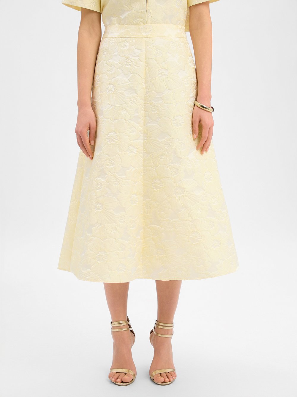 Marie Lund Midirock Damen gelb strukturiert, 44