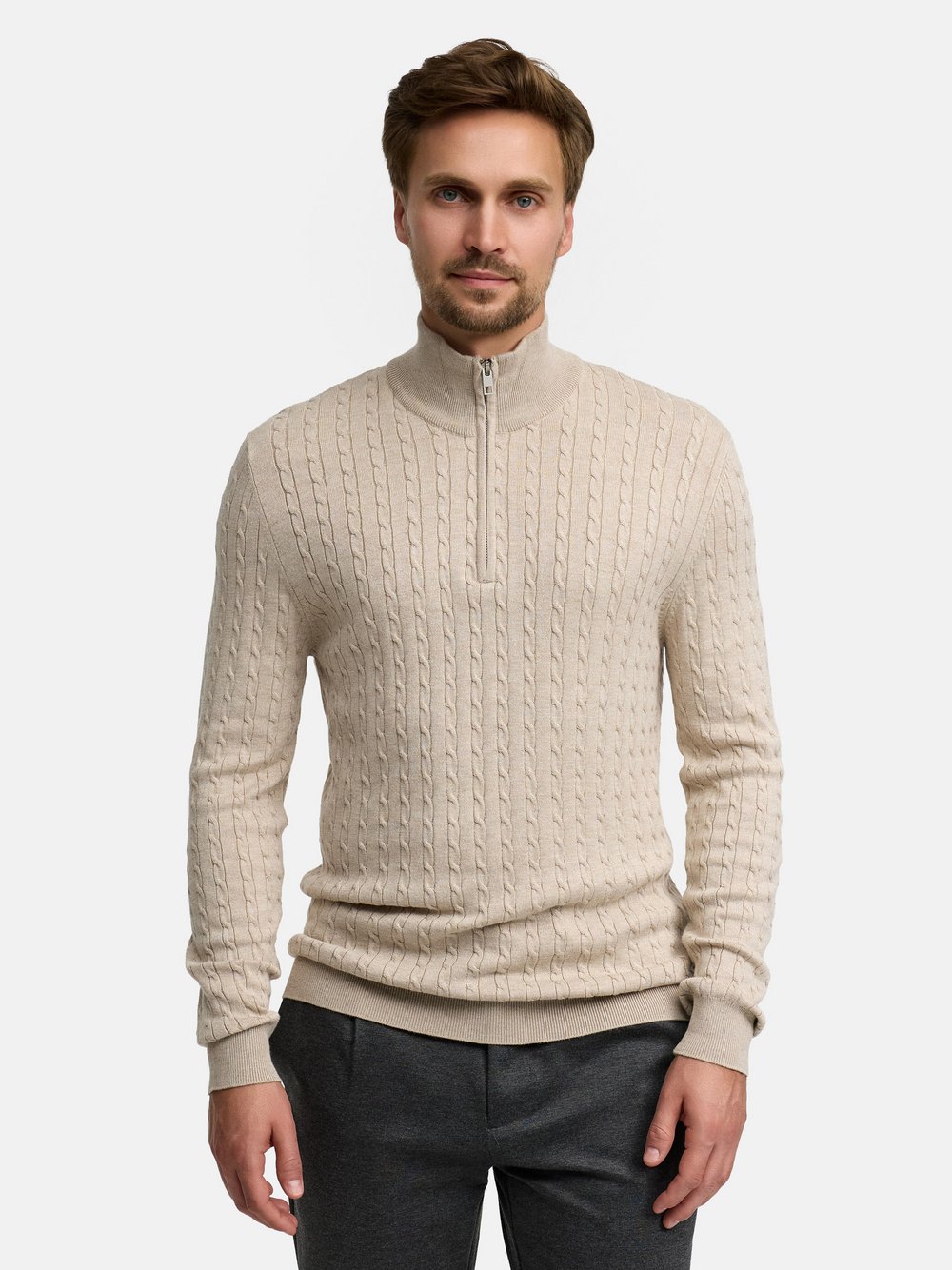 Thumbnail - Jeff Strickpullover Herren Viskose beige, XXL