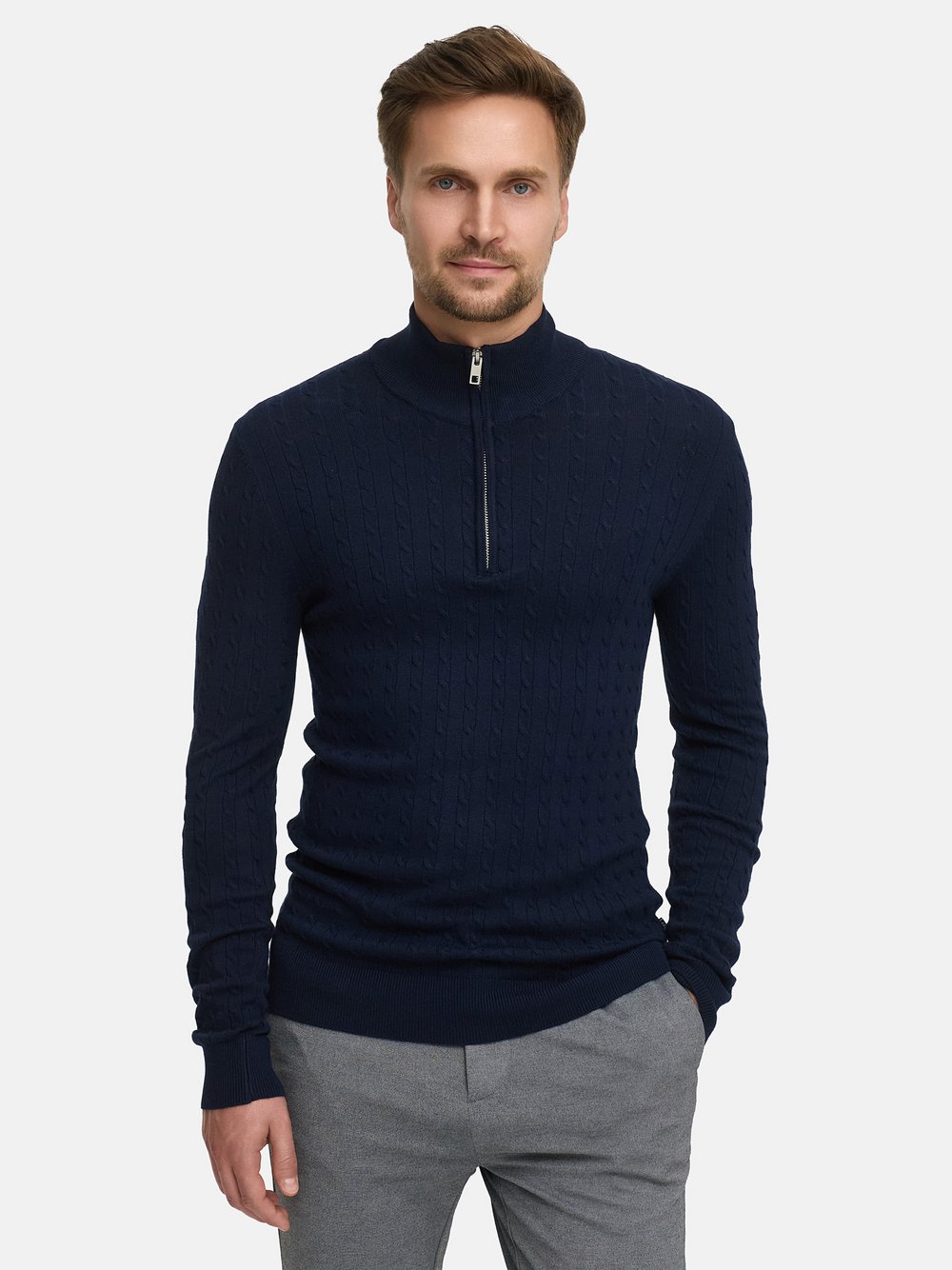 Jeff Strickpullover Herren Viskose blau, XXL