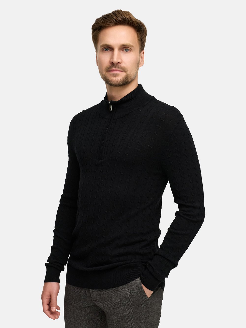 Thumbnail - Jeff Strickpullover Herren Viskose schwarz, XL