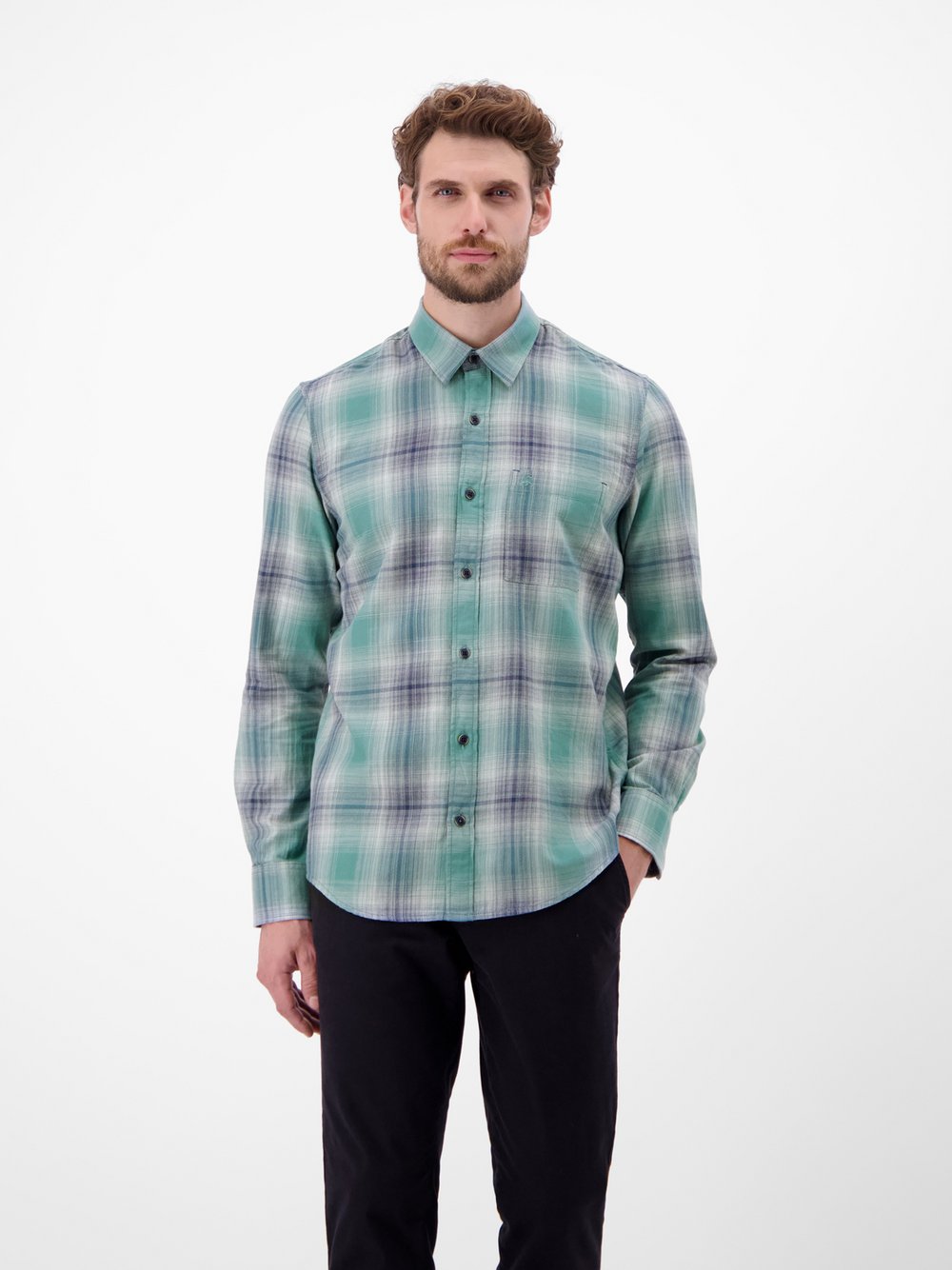 LERROS Karohemd Herren Regular Fit Baumwolle blau kariert, XXL