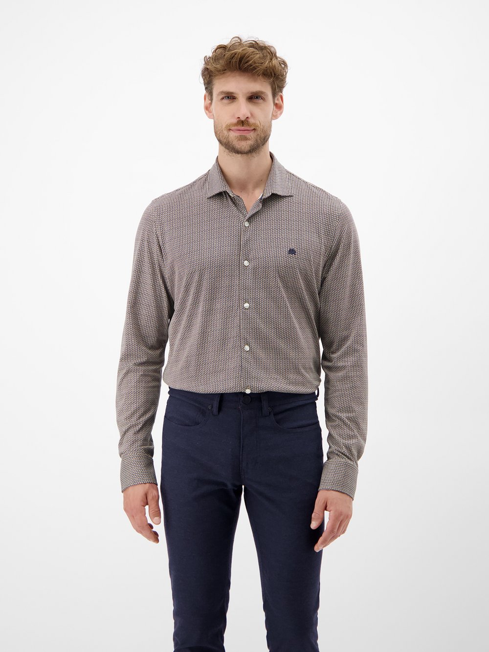 LERROS Karohemd Herren Regular Fit Baumwolle braun kariert, M