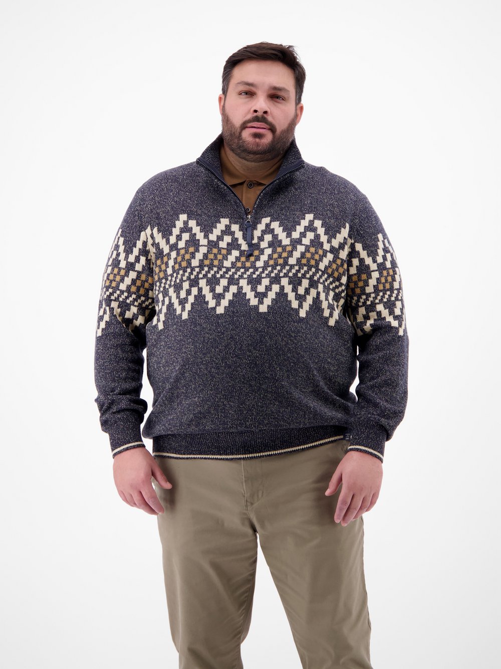 LERROS Norwegerpullover Herren Baumwolle blau gemustert, XXXL