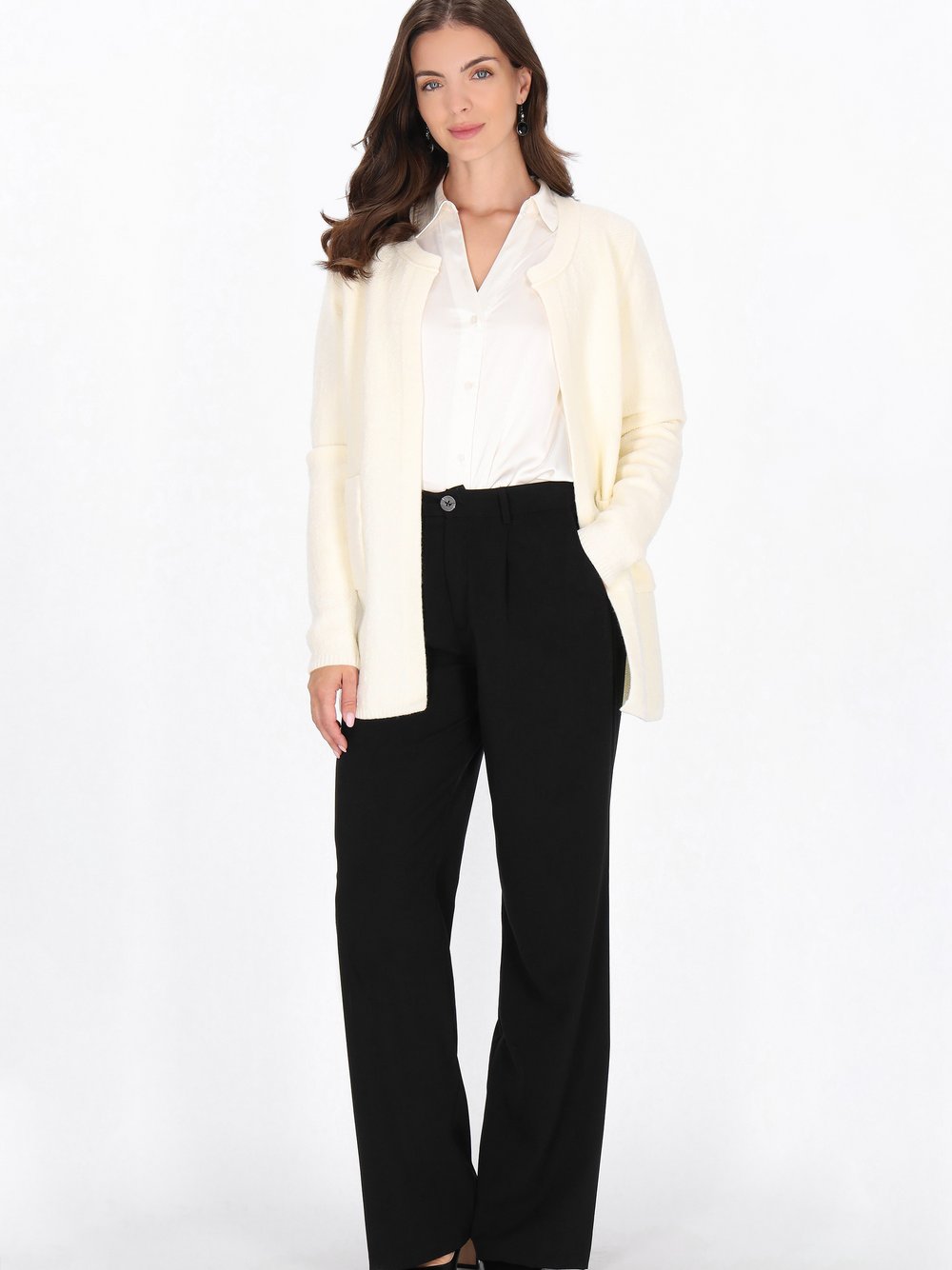 Usha Strickjacke Damen Viskose weiß, XS/S