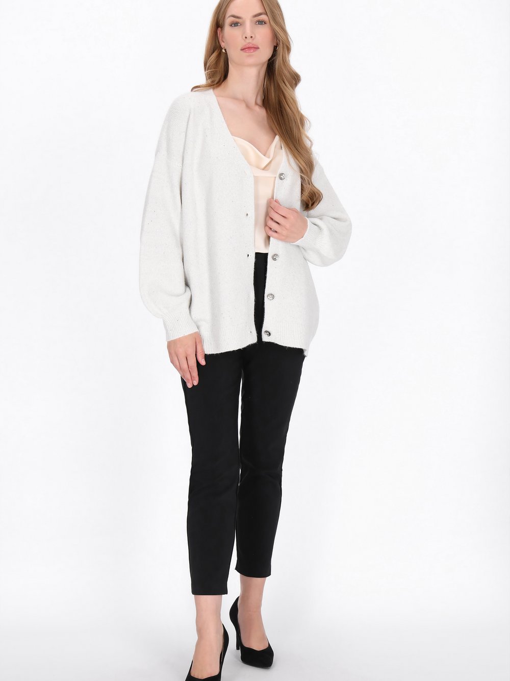 Dreimaster Strickjacke Damen weiß, M/L