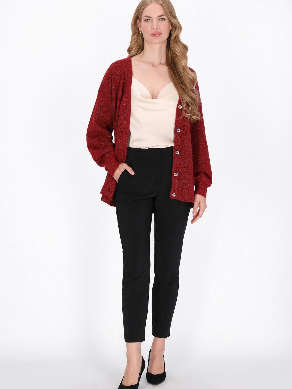 Dreimaster Strickjacke Damen rot, XL/XXL