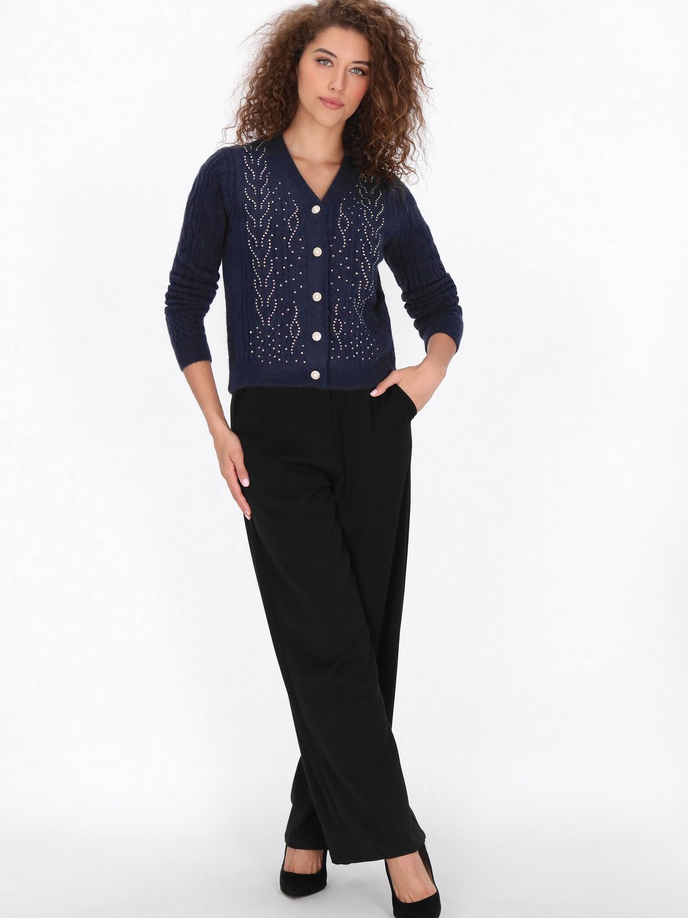 Faina Strickjacke Damen blau, XS/S