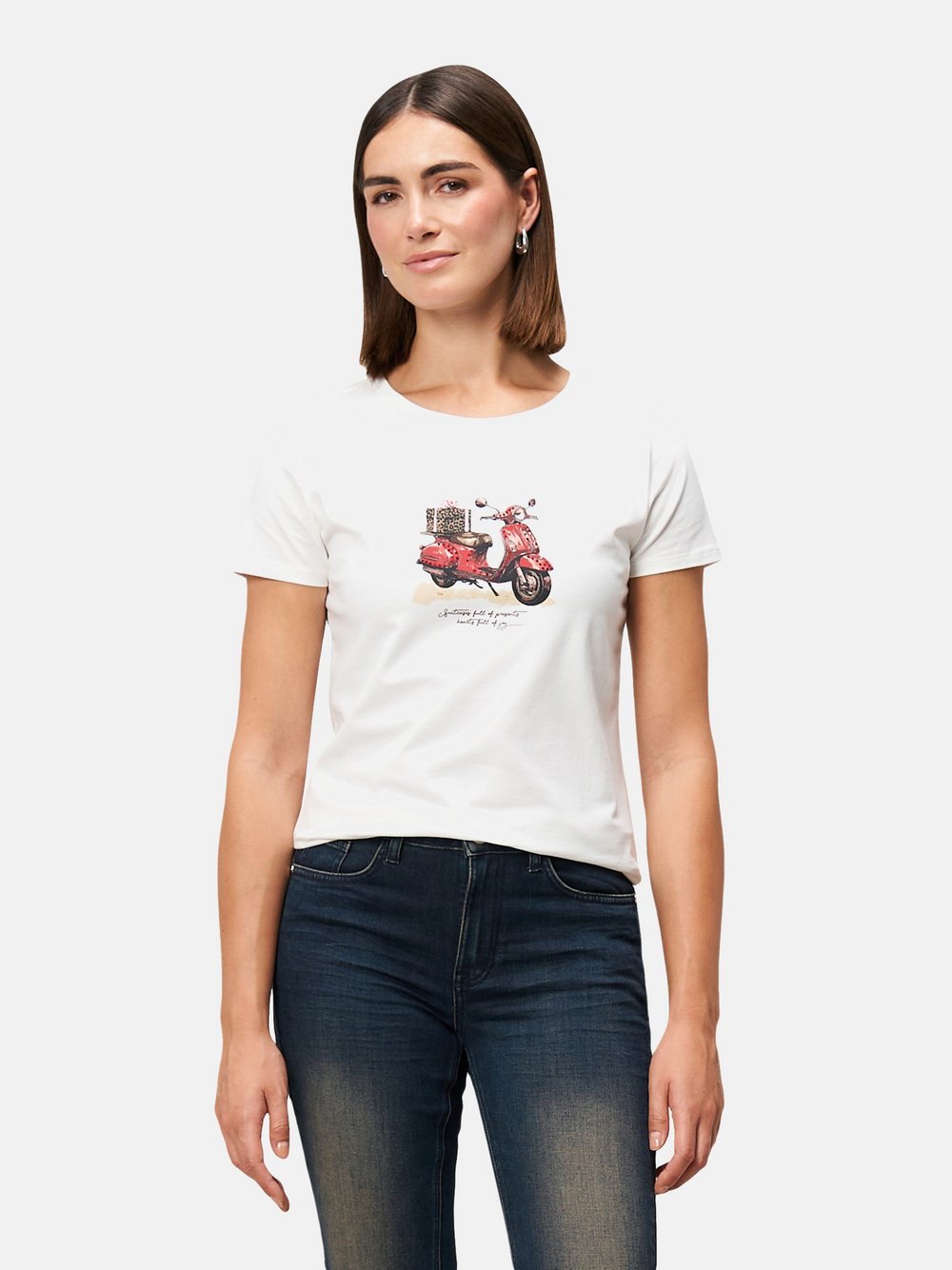 zero Shirt Damen Baumwolle weiß bedruckt, 44