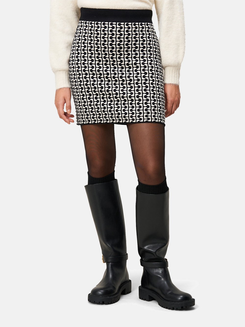 zero Strickrock Damen Viskose schwarz gemustert, 36