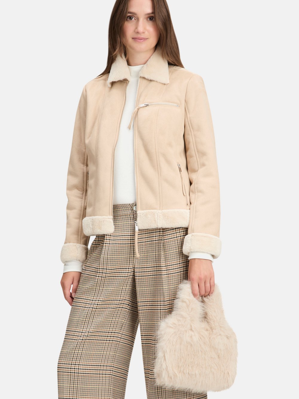 Cartoon Henkeltasche Damen beige gemustert, ONE SIZE