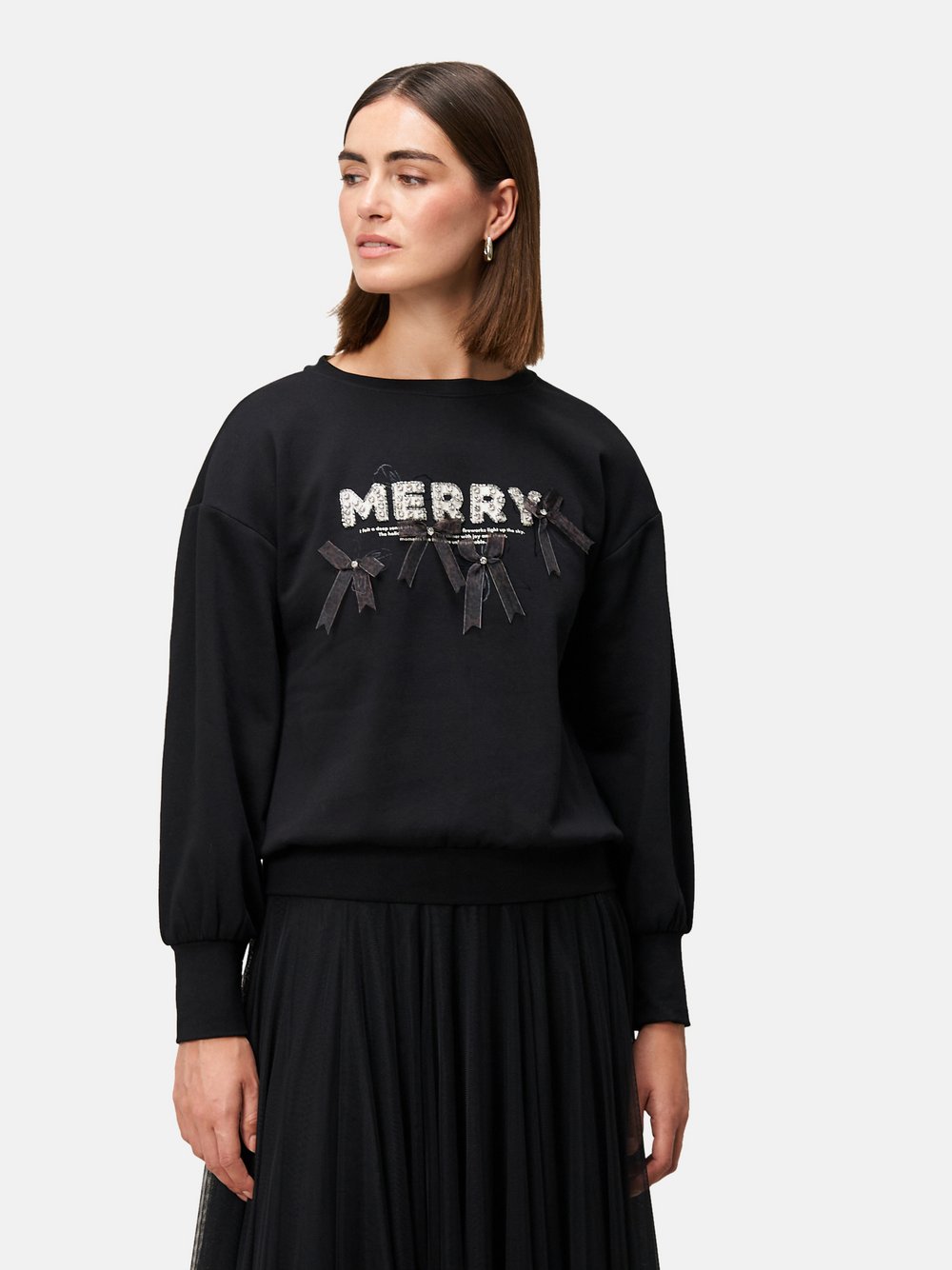 zero Sweatshirt Damen Baumwolle schwarz bedruckt, 36