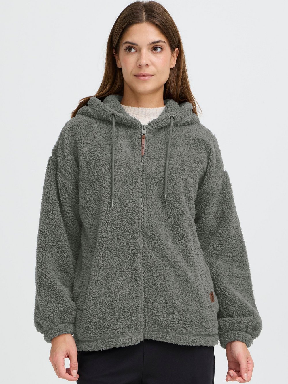 OXMO Kapuzenfleecejacke Damen grau, XXL