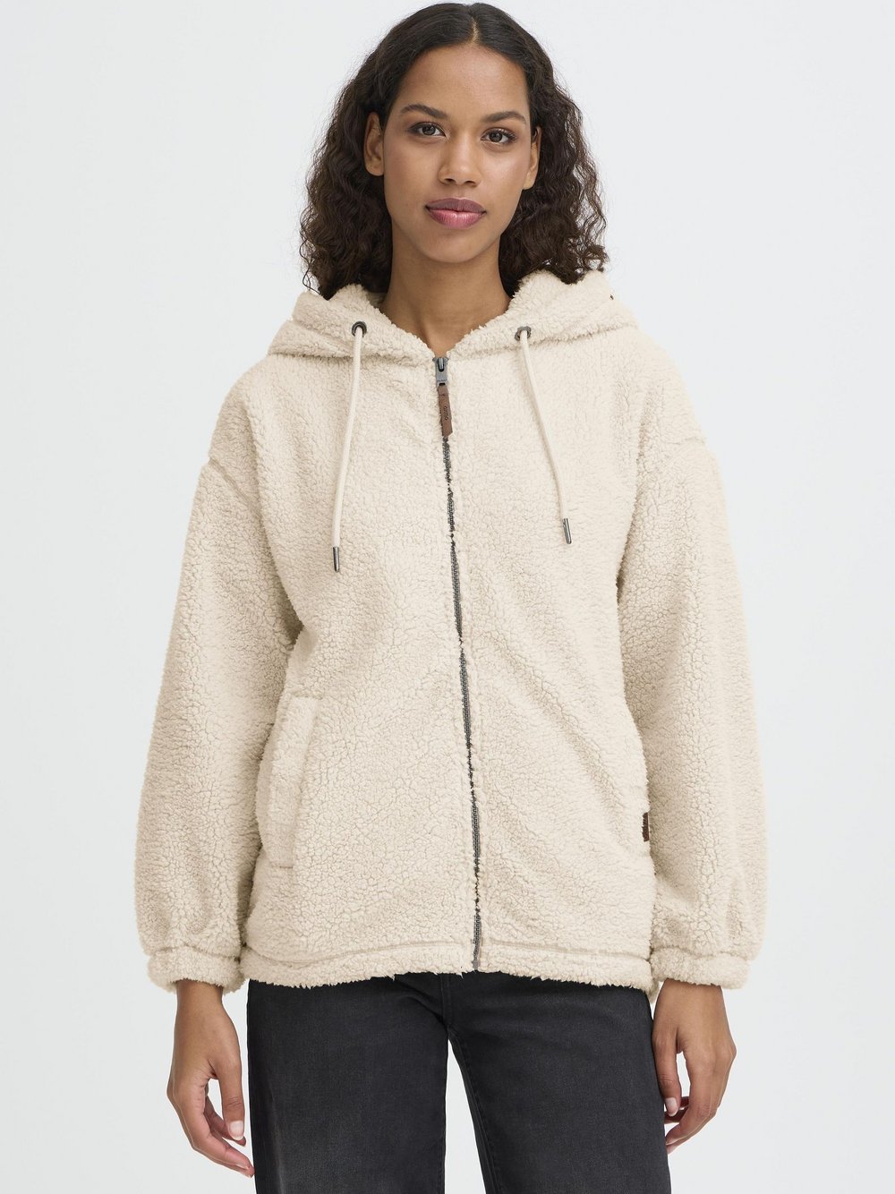 OXMO Kapuzenfleecejacke Damen beige, L