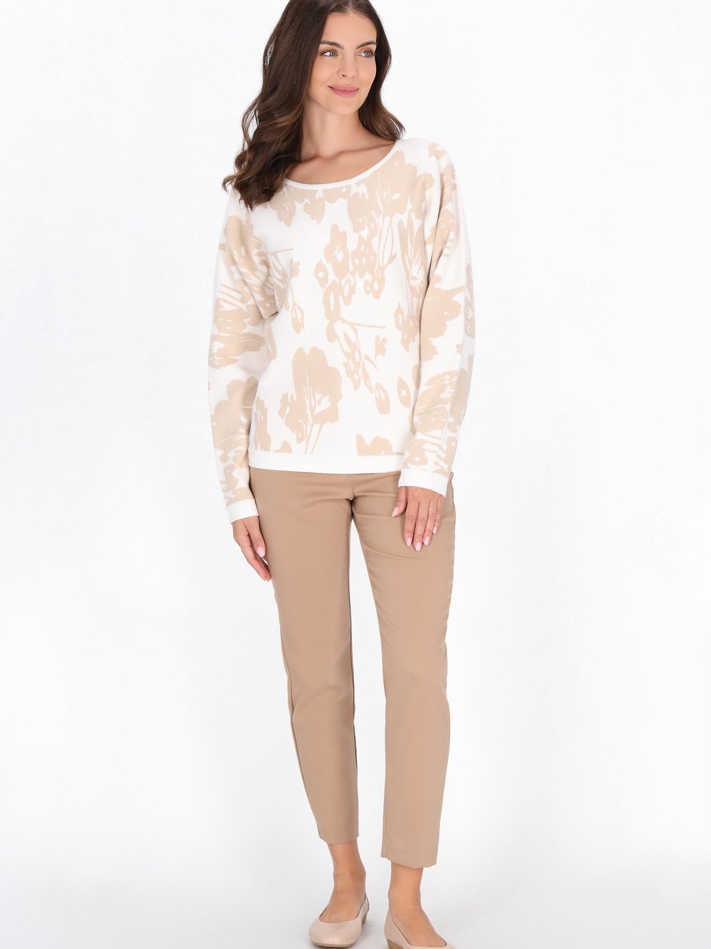 Usha Pullover Damen Viskose weiß gemustert, XS/S