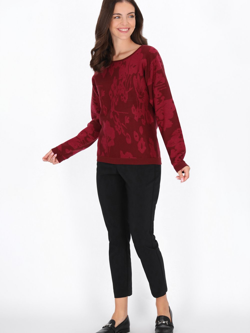 Usha Pullover Damen Viskose rot gemustert, XS/S