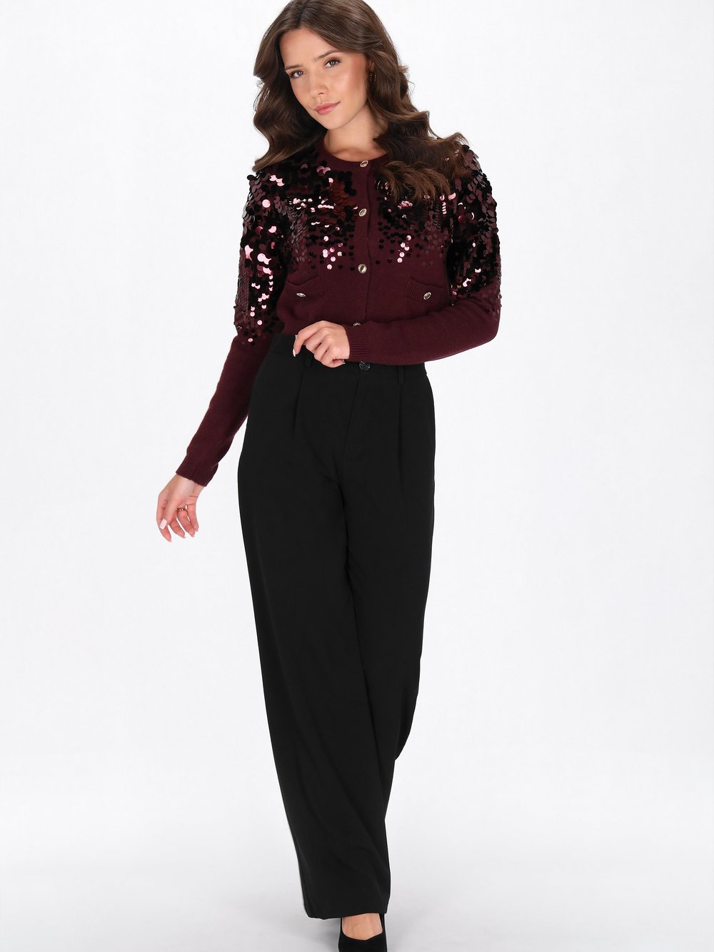 Faina Strickjacke Damen Viskose rot, M/L