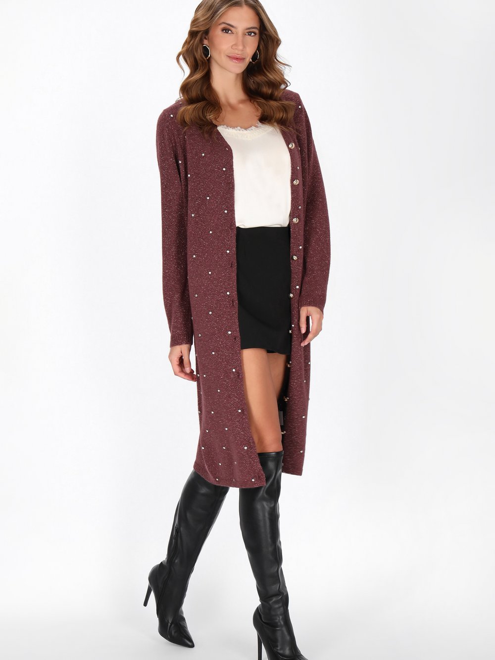 Faina Strickjacke Damen rot, XL/XXL