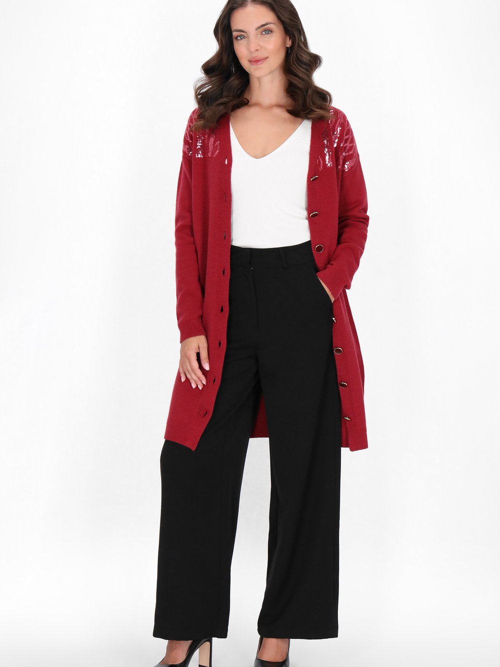 Usha Strickjacke Damen Viskose rot, XL/XXL