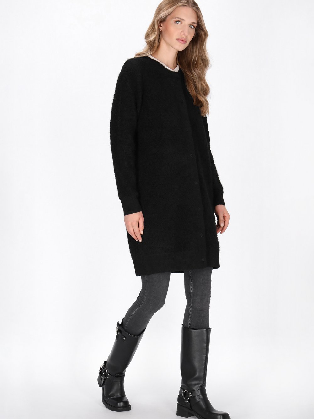 Dreimaster Strickjacke Damen Wolle schwarz, XS/S