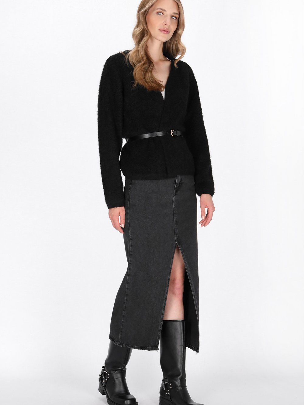 Dreimaster Strickjacke Damen Wolle schwarz, XS/S