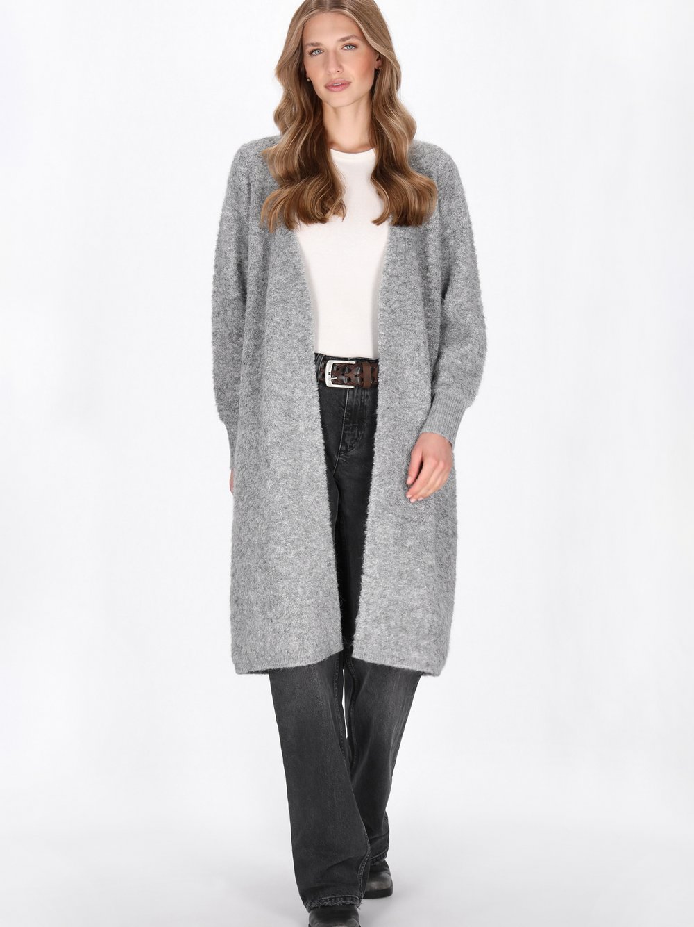 Dreimaster Strickjacke Damen Wolle grau, XL/XXL