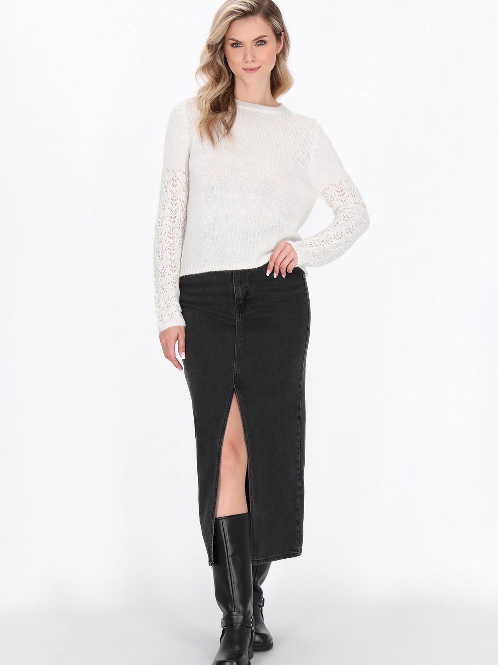 Dreimaster Pullover Damen Polyamid weiß, XS/S