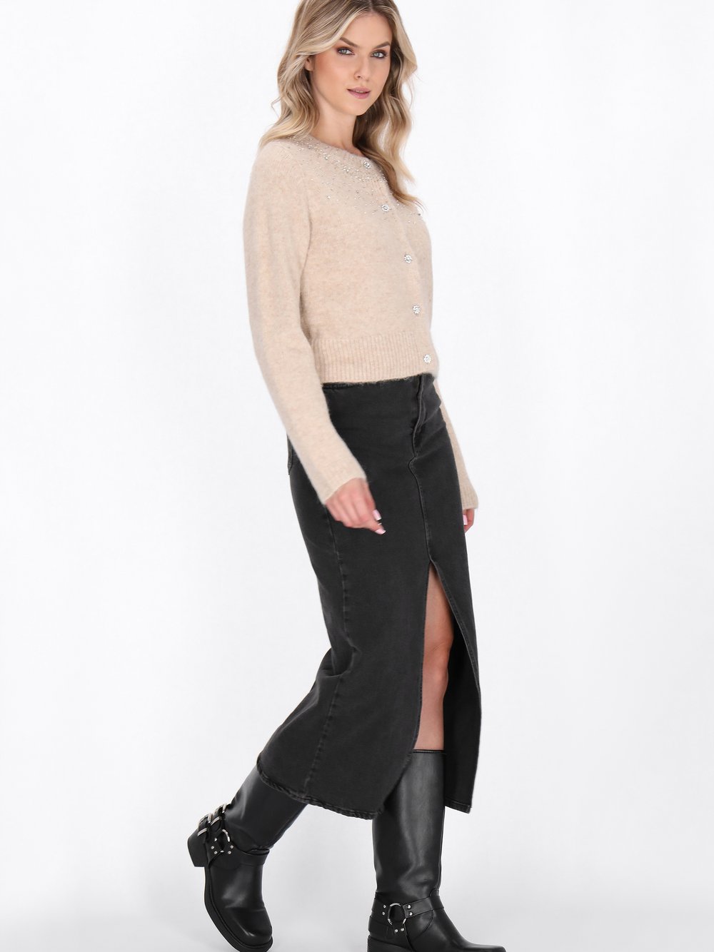 Dreimaster Strickjacke Damen beige, M/L